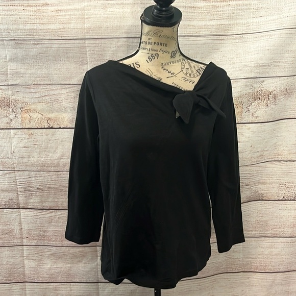 Elliott Lauren Black Bow Top Size Small - Picture 1 of 7